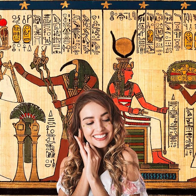 Ancient Egyptian Mural Backdrop Egyptian Papyrus Antique Hieroglyphs Photography Background Painting Egypt History Religion Culture Backdrops Portrait Photo Booth Shoot Studio Props Vinyl 15x8ft