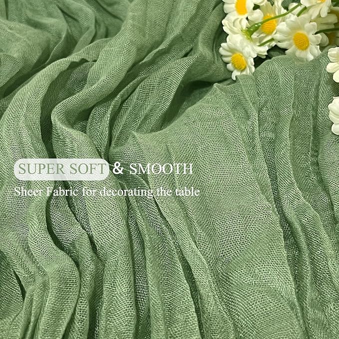 20Pack Sage Green Cheese Cloth Table Runner 10Ft Cheesecloth Table Runner Boho Gauze Table Runners Sage Green Wedding Decor for Party Bridal Shower Thanksgiving Christmas
