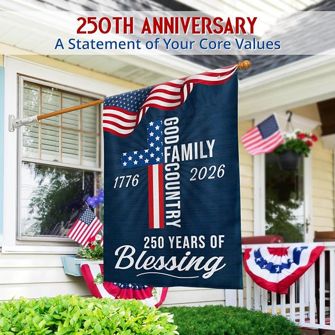 FLAGWIX American 250 Years of Blessing Flag - Polyester Double-sided Yard Flags For Outside 3x5 ft. Flag - 4th of July Decorations for Home Yard Garden Decor Banner, Gifts For Men Women