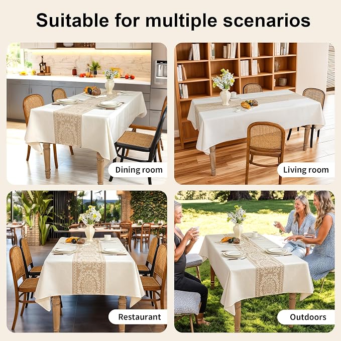 Linen Tablecloths for Rectangle Tables,Fabric Tablecloth Advanced Waterproofing Technology for Dinningroom,Farmhouse