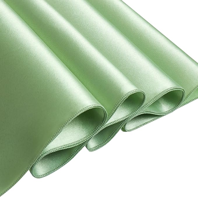 6 Pack Satin Table Cover Rectangle Silkly Soft Table Cloth, Satin Dining Table Cloths for Wedding Banquet Table Decoration, Dining Room, Indoor and Outdoor Use, 60 x 84 Inches, Sage Green