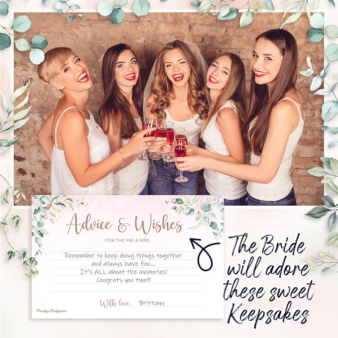 Prestige Advice & Wishes (50 Set) | Marriage Advice Cards for Bridal Shower Wish Card, Advice for The Bride & Groom Cards, Wedding Advice and Wishes Cards, Well Wedding Wish Bridal Shower Stationary