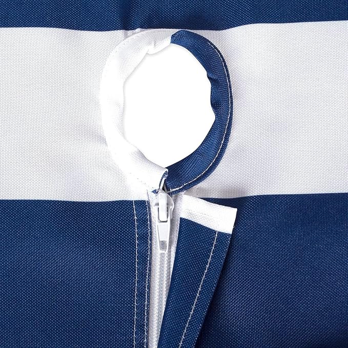 DII Cabana Stripe Outdoor Zippered Tabletop Collection, Stain/Wrinkle Resistant & Waterproof, 60" Round, Nautical Blue