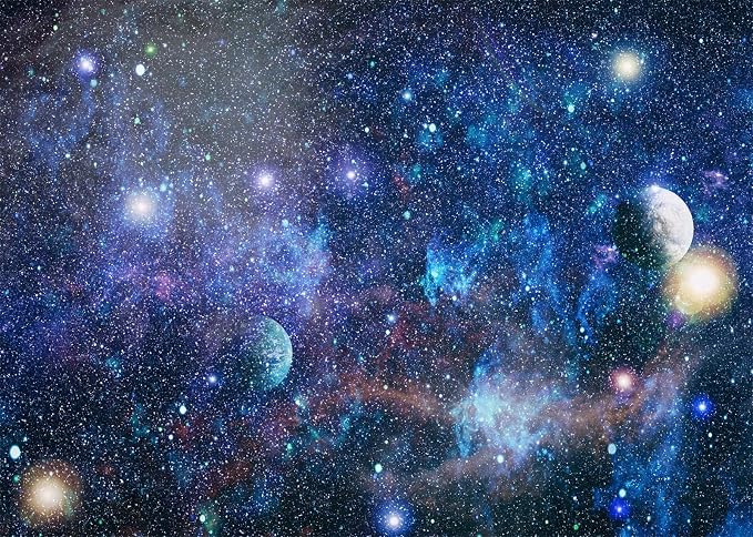 5x3ft Outer Space Backdrop Starry Night Photo Background Universe Galaxy Planet Theme for Boy Girl Birthday Party Decorations Photo Studio Props Cake Table Decor