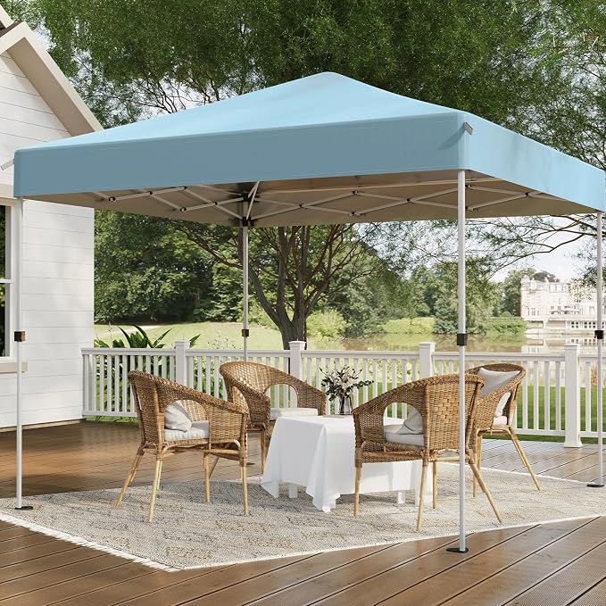 8x8 Pop Up Canopy Tent,Outdoor Canopy with Carry Bag,Easy Up Canopy with 3 Adjustable Height,Outdoor Gazebo Straight Legs,UPF 50+ Event Shelter Tents for Parties,Camping,Market,Patio(Sky Blue)