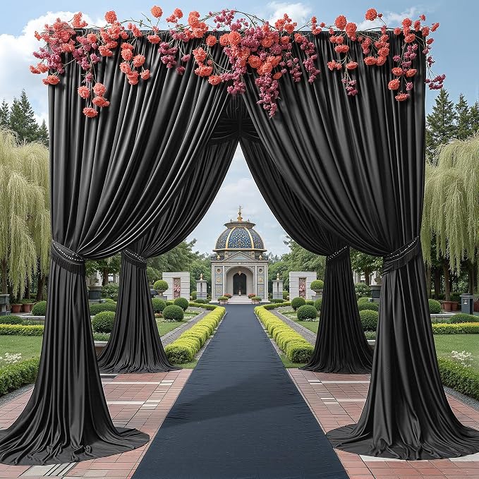 30ft x 15ft Black Backdrop Curtain Panels for Weddings - Wrinkle-Free Polyester Photo Drapes for Birthday Party, Photography Background, Stage Decor