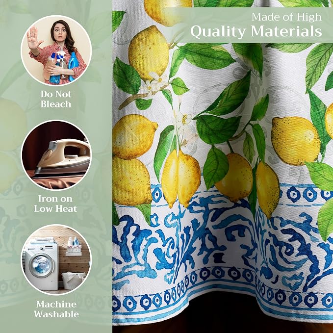 Maison d' Hermine Table Cloth Round Table 100% Cotton 69 Round Inches Tablecloth Reusable Decorative for Dining Kitchen Room Farmhouse Party Home Hotel Restaurant Spring Summer - Cedrat
