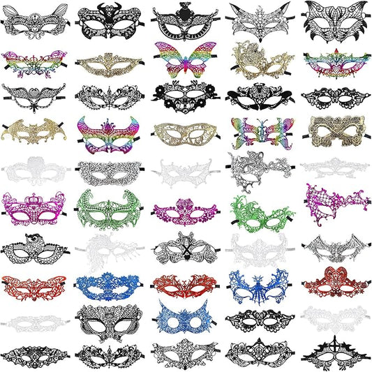 Chivao Lace Mask Masquerade Venetian Eyemask Halloween Woman Lace Mask for Halloween Masquerade Carnival Party Costume Ball