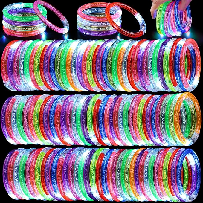 160 Pack Glow Bracelets Bulk, Glow in the Dark Party Supplies, 10 Color LED Light Up Bracelets for Adults & Kids Birthday Wedding Party Favors Concert New Year Carnival Raves
