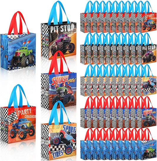 Sweetude 40 Pieces Truck Party Bags Non-woven Tote Bags Truck Themed Party Favor with Handles Machine Birthday Decorations Game Celebration Supplies