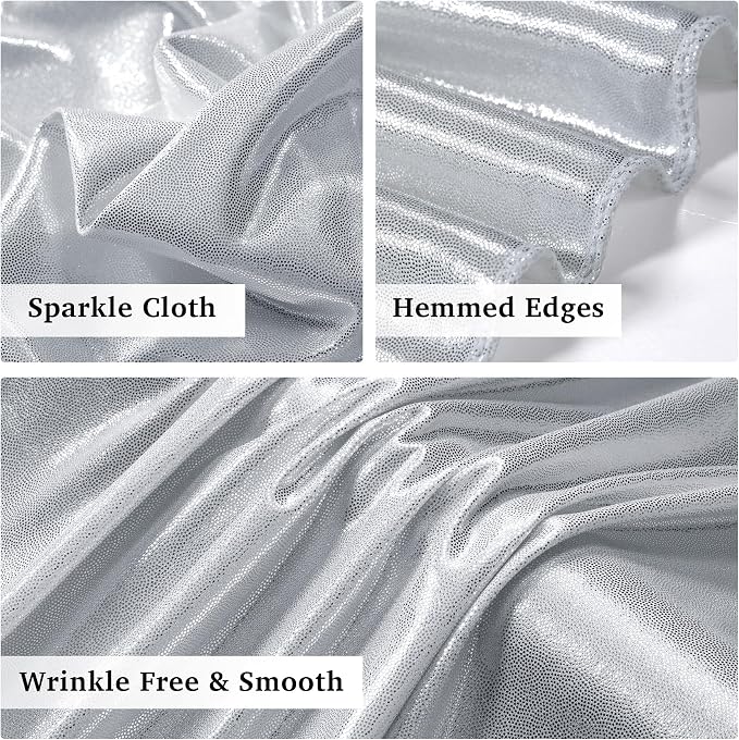 10x12ft Silver Sequin Backdrop Curtain Panels for Parties, Wrinkle Free Glitter Photo Backdrop Drapes 2 Panels 5x12FT Shimmer Back Drop Cloth for Wedding Birthday Christmas Photography Background