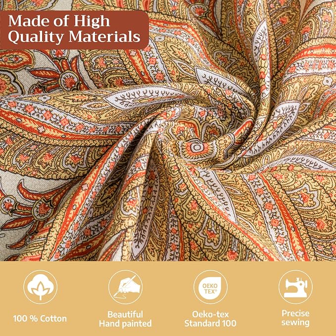 Maison d' Hermine Table Cloth Round Table 100% Cotton 63 Inches Fall Tablecloth Reusable Everyday Use for Thanksgiving Christmas Decorations Dining Farmhouse Party (Kashmir Paisley)