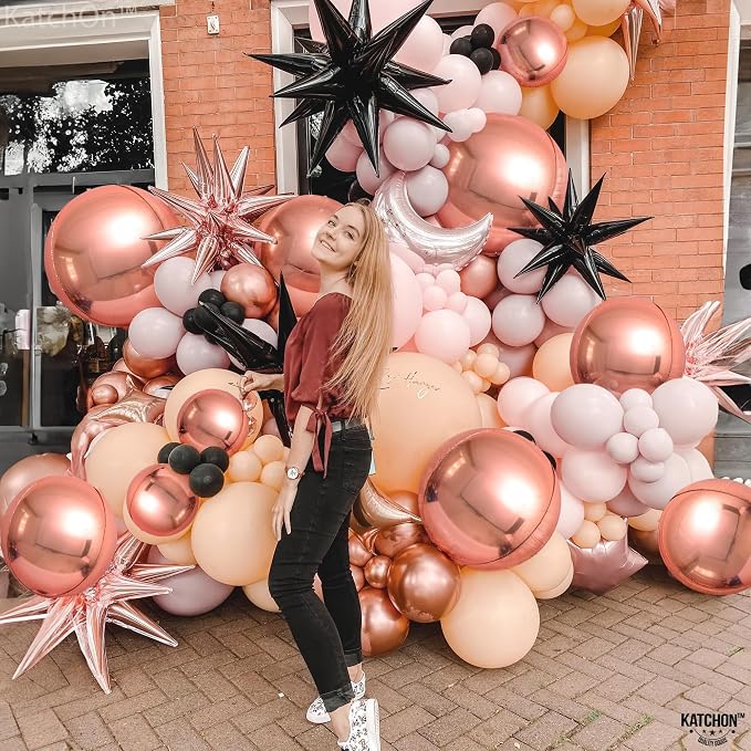 KatchOn, Rose Gold Balloons - 22 Inch, Pack of 14 | Rose Gold Foil Balloons for Sweet 16 Party Decorations, Mothers Day Decorations | Rose Gold Party Decorations, Birthday Decor for Women, Engagement