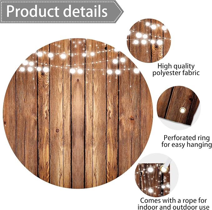 9x6 FT$ Wooden Board Backdrop Large Rustic Wood Background Vintage Brown Floor Photo Props Decorations Polyester for Adults Kids Birthday Banner Baby Shower Portrait Photography Supplies