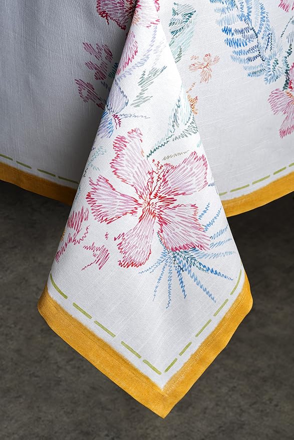 Maison d' Hermine Table Cloth Rectangle Table 100% Cotton 60 x 108 Inches Tablecloth Reusable Decorative for Dining Kitchen Room Farmhouse Party Home Hotel Restaurant Spring Summer - Paradise Island