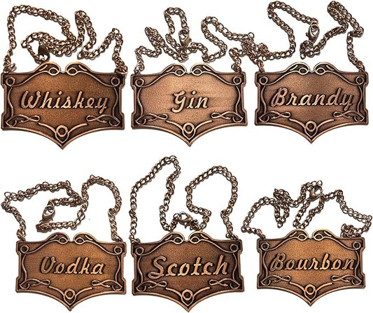 6 PCS Liquor Decanter Tags, Wine Label for Gin/Vodka/Bourbon/Whiskey/Brandy/Scotch Bottle, 2.44 x 1.72 inches/Gift for Friends/Parents/Wine Lovers/Liquor Decanter Accessories