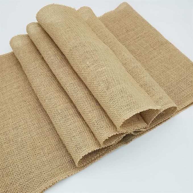 6 Pack 14 x 72 Inch Natural Burlap Table Runners,Rustic Jute Table Runner and Placemats Bulk for Western Wedding Table Decorations,Farmhouse Style Party,Holiday,Kitchen Coffee Table Decor Cover