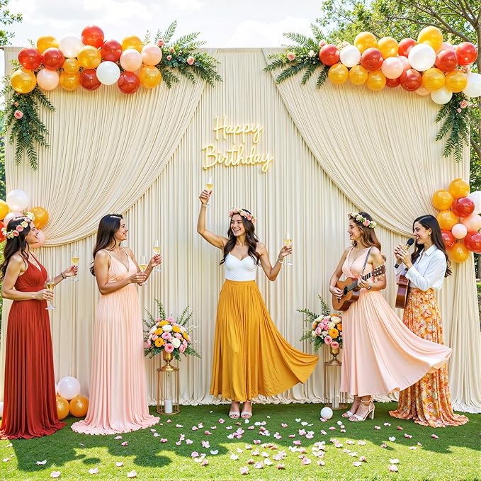 Beige Backdrop Curtain for Wedding Parties Wrinkle Free Beige Photo Curtains Backdrop Drapes Fabric Decoration for Baby Shower Photoshoot 5ft x 8ft,2 Panels