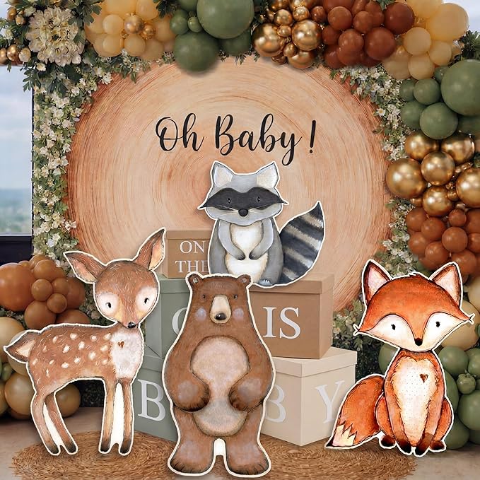 Gemscream 4 Pcs Large Woodland Animal Party Decorations 24 Inch Woodland Classroom Decor Cute Forest Animal Cardboard Cutouts Cartoon Jungle Photo Booth Prop for Birthday Baby Shower Nursery Party