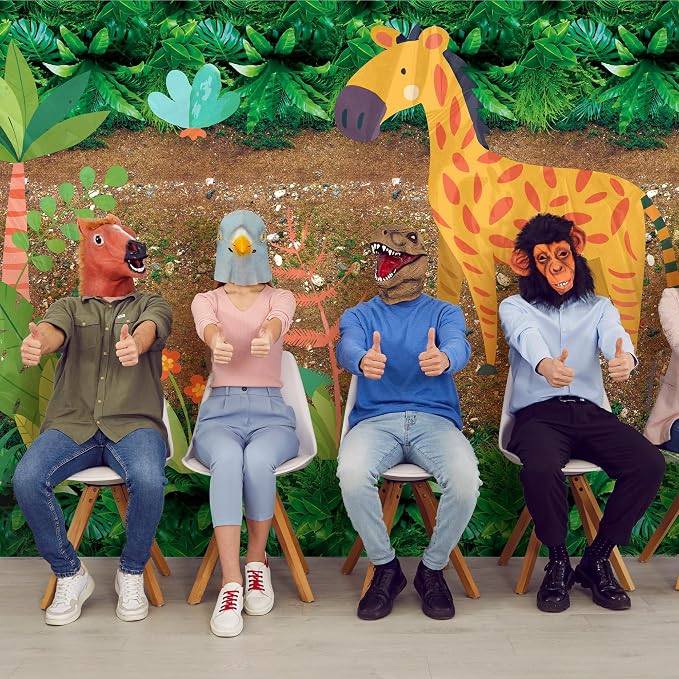Kochorie 100 Ft x 54 Inch Forest Path Plastic Tablecloth Roll Safari Dinosaur Jungle Table Cover with Cutter Box for Birthday Baby Shower Party Supplies