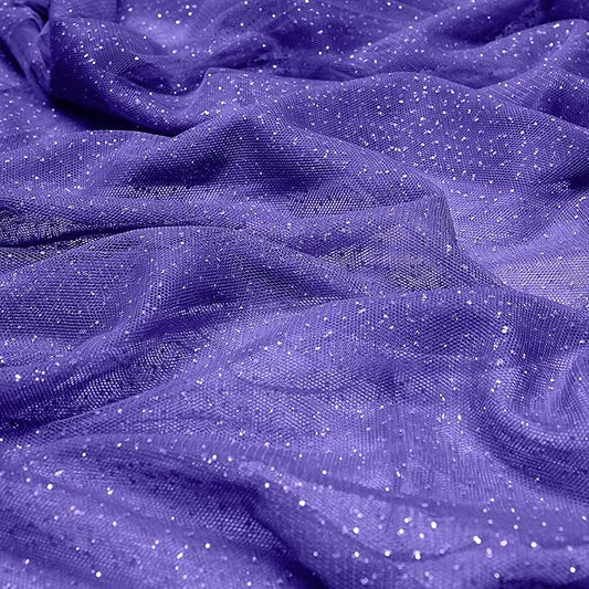 60" Purple Tulle Glitter Shiny Silver Sequins Fabric by The Yard for Bridal,Wedding,Party Decoration,Tulle Dress,Costume,Gift Wrapping,DIY Crafts,5 Yards