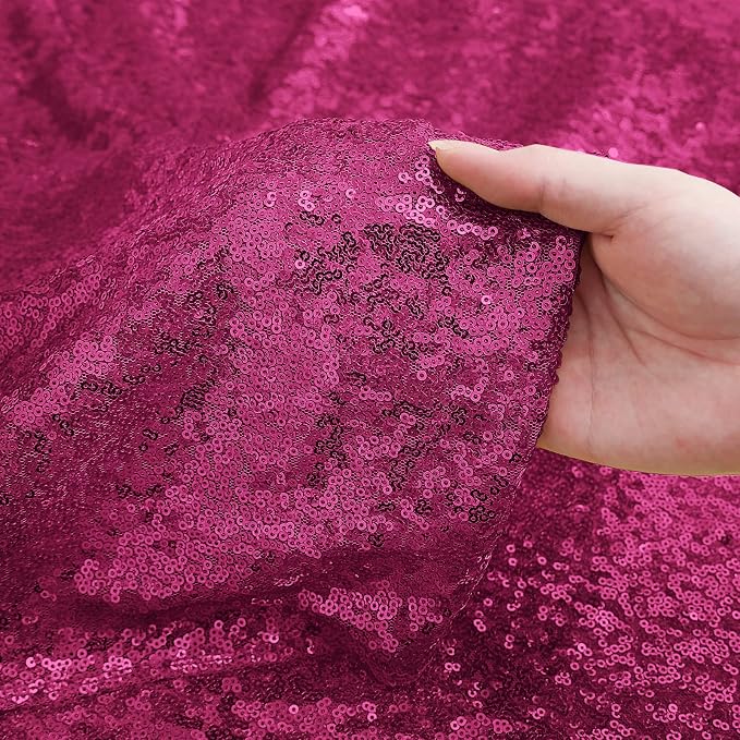 Sugargirl Fuchsia Sequin Backdrop Curtain 4FTx8FT Glitter Fuchsia Background Drapes Sparkle Photography Backdrop for Party Wedding Birthday Wall Decoration(2 Panels)