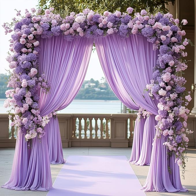 Wokceer Lavender Purple Backdrop Curtain for Parties 10x10FT Photo Backdrop Drapes for Wedding Party Curtain Backdrop for Photoshoot Baby Shower Birthday Photography Background 2 Panels 5x10FT