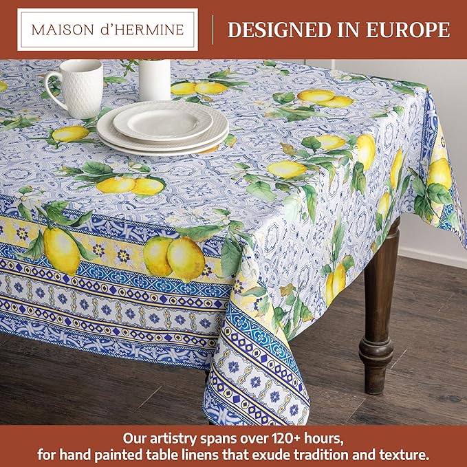 Maison d' Hermine Table Cloth Rectangle Table 100% Cotton 70 x 90 Inches Tablecloth Reusable Decorative for Dining Kitchen Room Farmhouse Party Home Hotel Restaurant Spring Summer - Citrus
