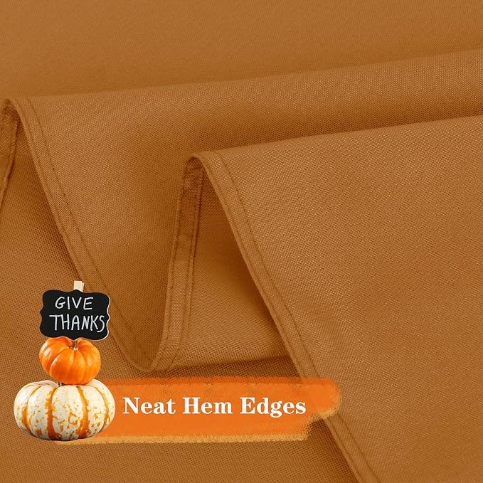 sancua Round Tablecloth 90 Inch Light Borwn- Water Resistant Spill Proof Washable Polyester Fall Table Cloth Decorative Fabric Table Cover for Dining Tables, Thanksgiving Parties and Camping, Bronze