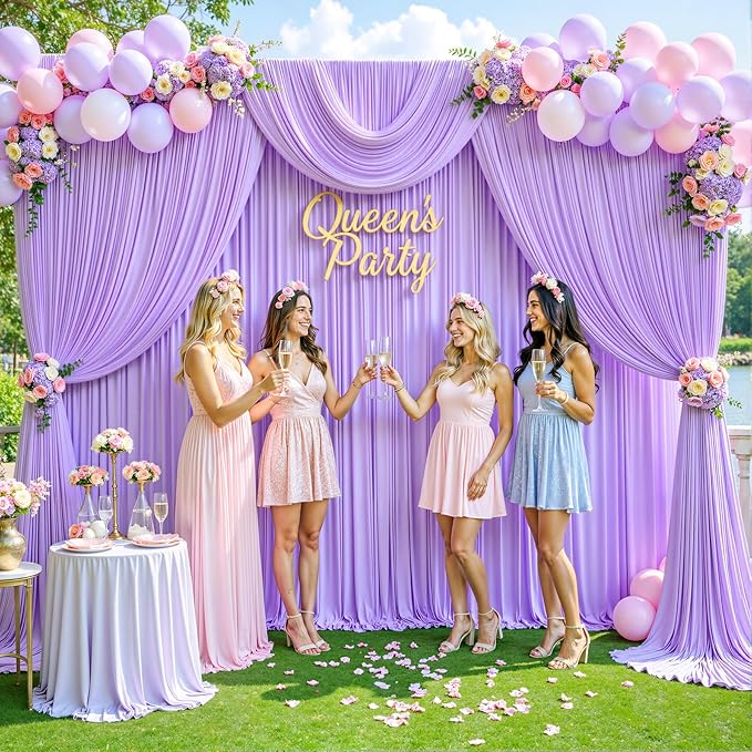 Lavender Backdrop Curtain for Parties Wedding Wrinkle Free Light Purple Photo Curtains Backdrop Drapes Fabric Decoration for Baby Shower Photoshoot 5ft x 8ft,2 Panels