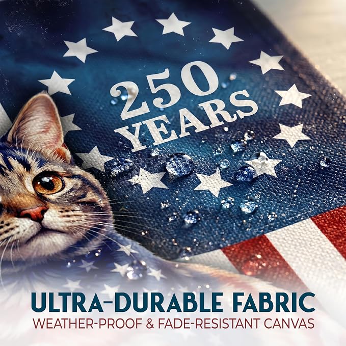 FLAGWIX American Patriotic Cat Garden Flag - Polyester Double-sided Yard Flags For Outside Garden Flag (11.5" x 17.5") - 4th of July Decorations for Home Yard Garden Decor Banner, Gifts For Men Women