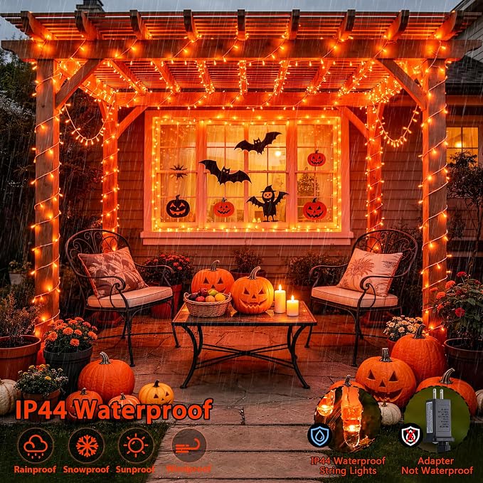 JMEXSUSS 400 LED Orange Lights for Halloween Decor, 132ft Orange String Lights Plug in with Remote, Halloween Light for Fall Room Garden Patio Party Haunted House Indoor Outdoor Decorations