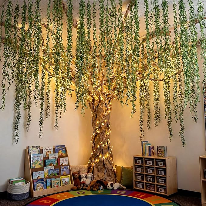 Yinder 41 Pcs Jungle Theme Decoration Set Artificial Hanging Vine Rainforest Greenery Leaves Vines Decor for Classroom VBS Tropical Forest Safari Party Indoor Outdoor Room Wall DIY Decor (Ivy)