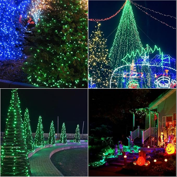 LAMPHOME 200 LED 66FT Green St Patricks Day String Lights, Christmas Fairy Lights with 16 Lighting Modes, String Mini Light Plug in for Indoor Outdoor Tree Garden Wedding Party Decoration