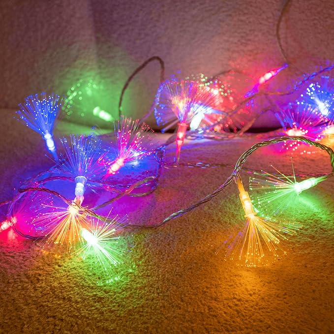 YOLIGHT 33FT 80 LED Fiber Optic Fairy String Lights Firework Light Battery Powered for Wedding, Christmas Tree, Garden, Patio, Party Decoration (Multi-Color)
