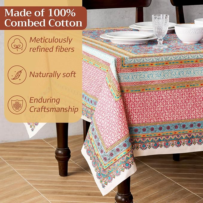 Maison d' Hermine Premium Table Cloth Square Table 100% Combed Cotton 70 x 70 Inches Tablecloth Reusable Decorative for Dining Room, Farmhouse, Home, Party, Festive & Wedding - Lauris