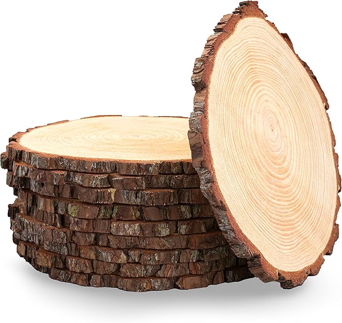Set of (12) 11-13 inch Wood Slices for centerpieces! Wedding centerpieces, Wood Rounds, Tree Slices (11-13 inch Set of 12)