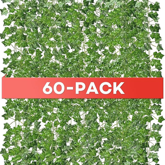 Alotiki Fake Vines, 60 Pack 420 Feet Artificial Ivy Garland Vines for Bedroom Decor, Hanging Vines for Party Wedding Christmas Decoration,Fake Leaves for Outdoor Patio Garden