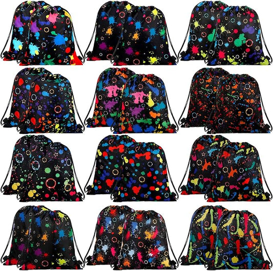 Marsui 24 Pcs Glowing Party Favor Drawstring Bags Gift Goodie Candy Favors Bags for Birthday Party Supplies