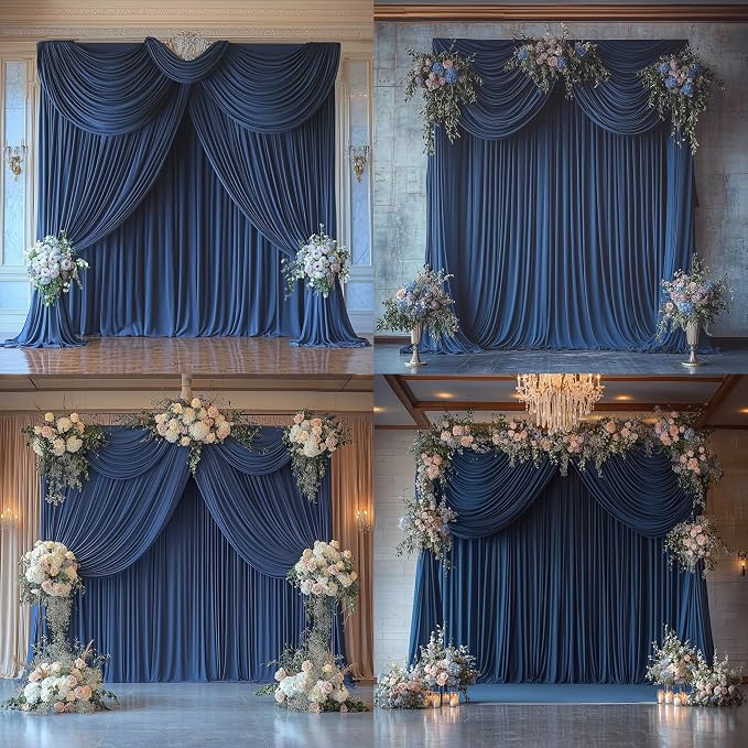 20ftx12ft Navy Blue Backdrop Curtains for Wedding-Wrinkle Free Backdrops Curtain Drapes Fabric Decorations Photo Back Drop Cloth for Baby Shower Photography 4Panels 12ft(H) x 5ft(W)