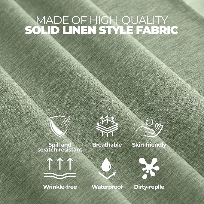 Decorelia Faux Linen Square Tablecloth for Dining Room,Waterproof Texture Decorative Farmhouse Rustic Card Table Cloth for Indoor Outdoor Party Holiday Picnics Patio,52x52 Inch (Square),Sage Green