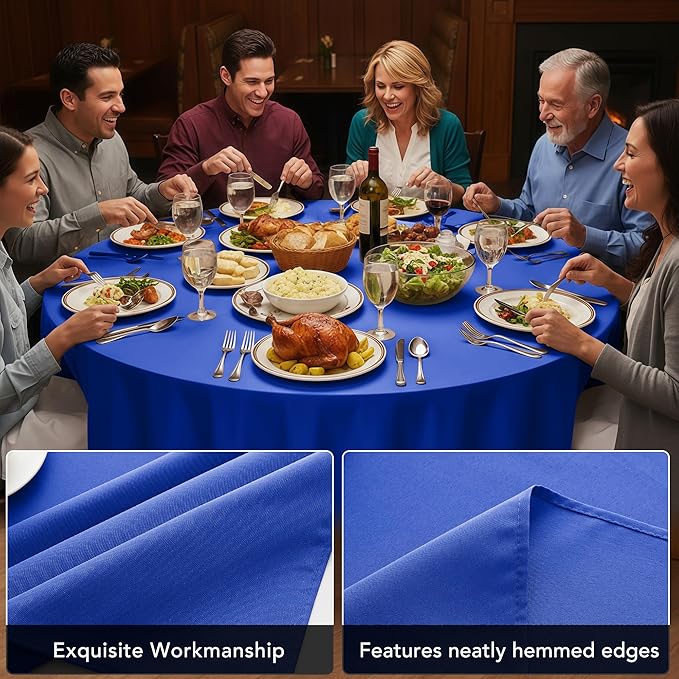 10-Pack Royal Blue Round Tablecloths, 90 Inches, Stain-Resistant Polyester for 4-5 Ft Round Tables - Washable Table Covers for Weddings, Banquets, Birthday Parties, Events