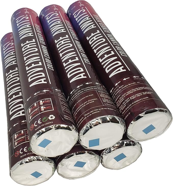 Adventure Awaits! - BABY GENDER REVEAL & FOR OTHER FESTIVALS- Color Dispenser 12" x 6-Pack Hand Held Air Filled Party Popper, Also For Color Run Festival Product (Baby Blue)