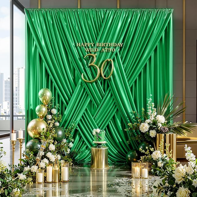 20x10FT Green Sequin Backdrop Curtain for Party - 4 Panels 5x10FT Wrinkle-Free Shimmer Drapes for Birthday, Wedding, Christmas, Decorations & Photography