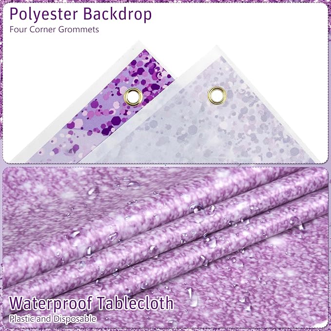 Purple Birthday Decorations for Women Girls Purple Party Decorations with Purple Balloon Arch Sash Banner Backdrop Tablecloth Cake Topper