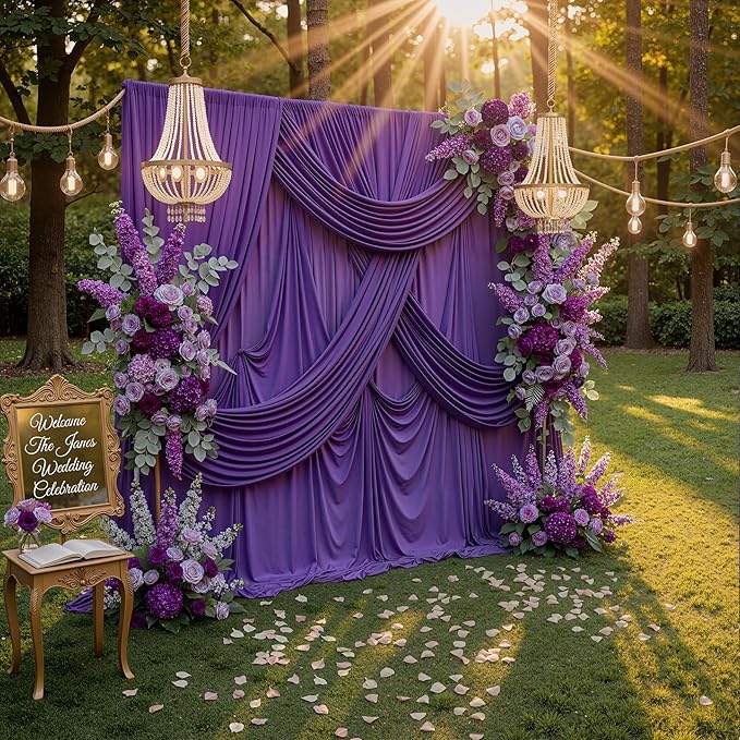 20ft x 10ft Wrinkle Free Purple Backdrop Curtains for Parties, Thick Polyester Backdrop Drapes 20x10ft for Mermaid Birthday Background Baby Shower Home Decor