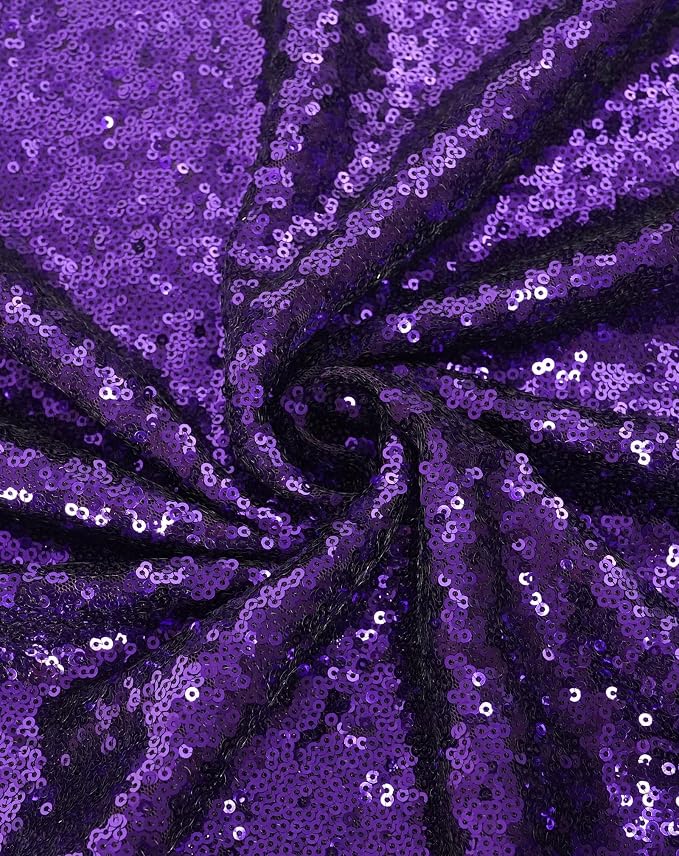 Eternal Beauty Purple Tablecloth, 60x120 Inch Sequin Rectangle Table Cover for Cake Dessert Exhibition Party Birthday Events