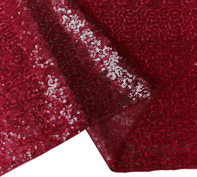 10 Packs 12 x 72 inches Sequin Table Runner, Burgundy Glitter Table Runner for Birthday Party Supplies Wedding Engagement Baby Shower Holiday Celebration Event Decorations