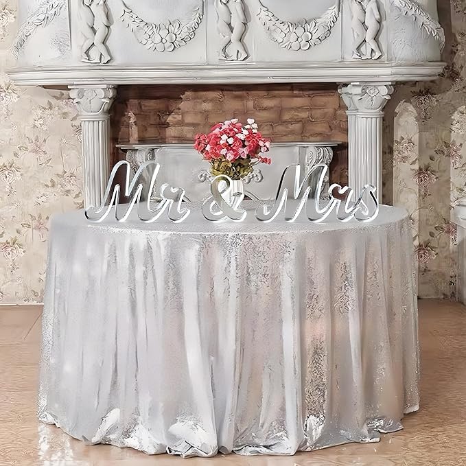 Mr & Mrs Sign for Wedding Table Decor,Large Acrylic Mr and Miss Sign,Photo Props, Freestanding Wedding Centerpiece Table Letters for Anniversary,Party (Transparent, 0.7'')