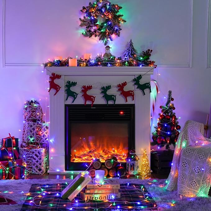 JMEXSUSS 300 LED Multicolor Christmas Tree Lights Clear Wire Plug in | Indoor Outdoor Use 8 Modes Timer for Christmas Tree Room Party Decoration